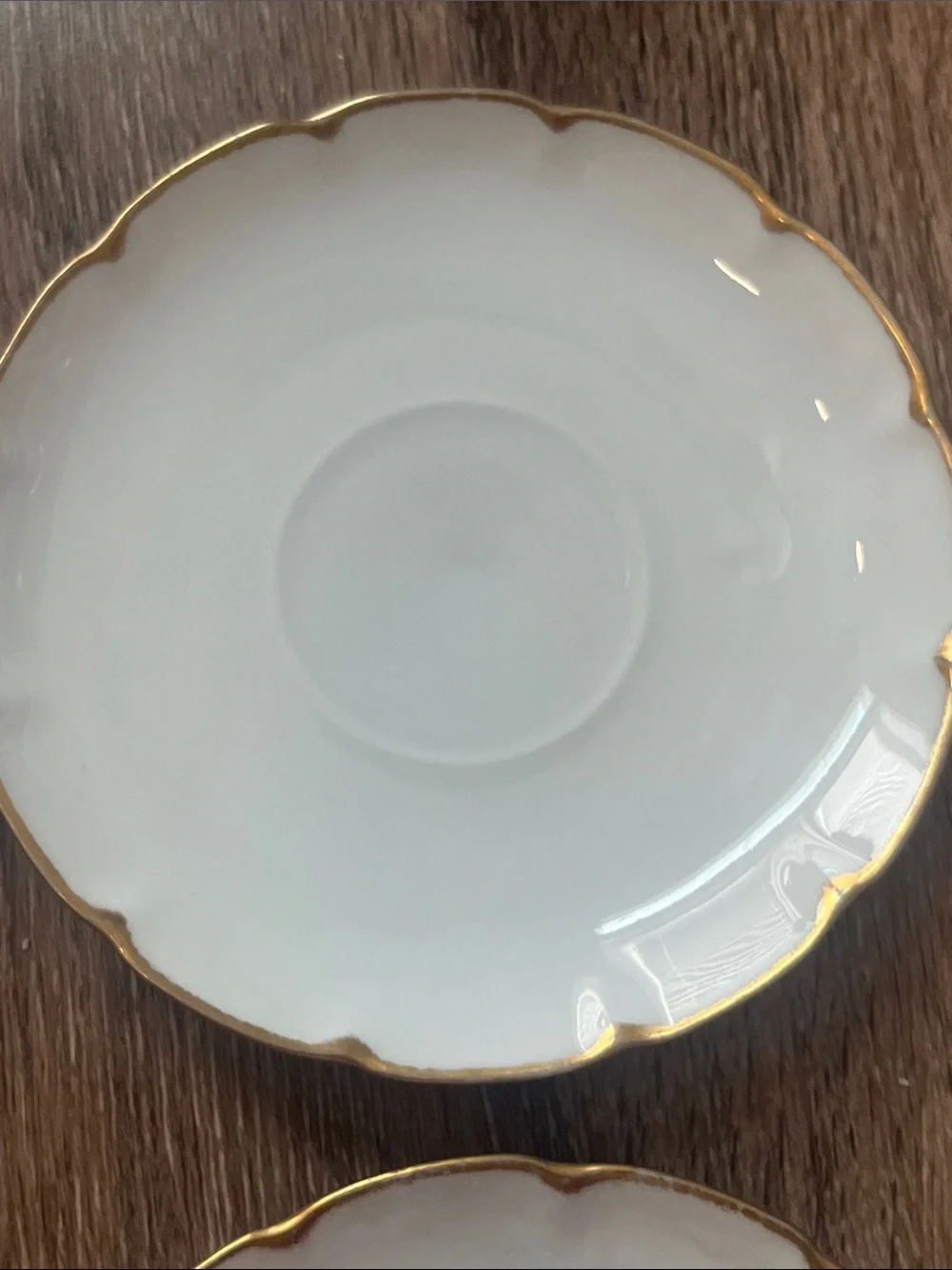 Vintage Victoria Austria White Porcelain Saucer with Gold Trim - Pack of 4